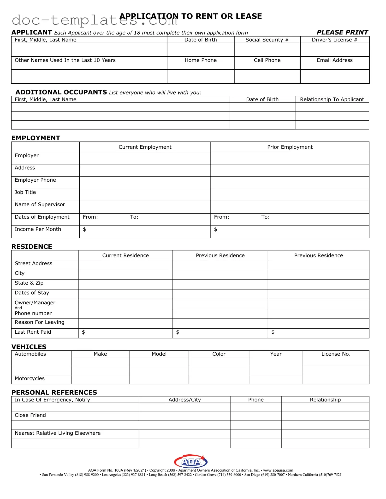 Download Aoa 100A Template