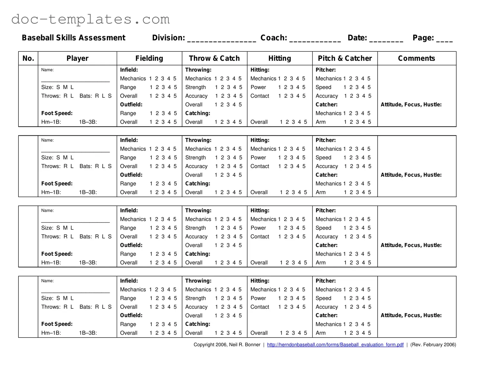 Download Baseball Assessment Template