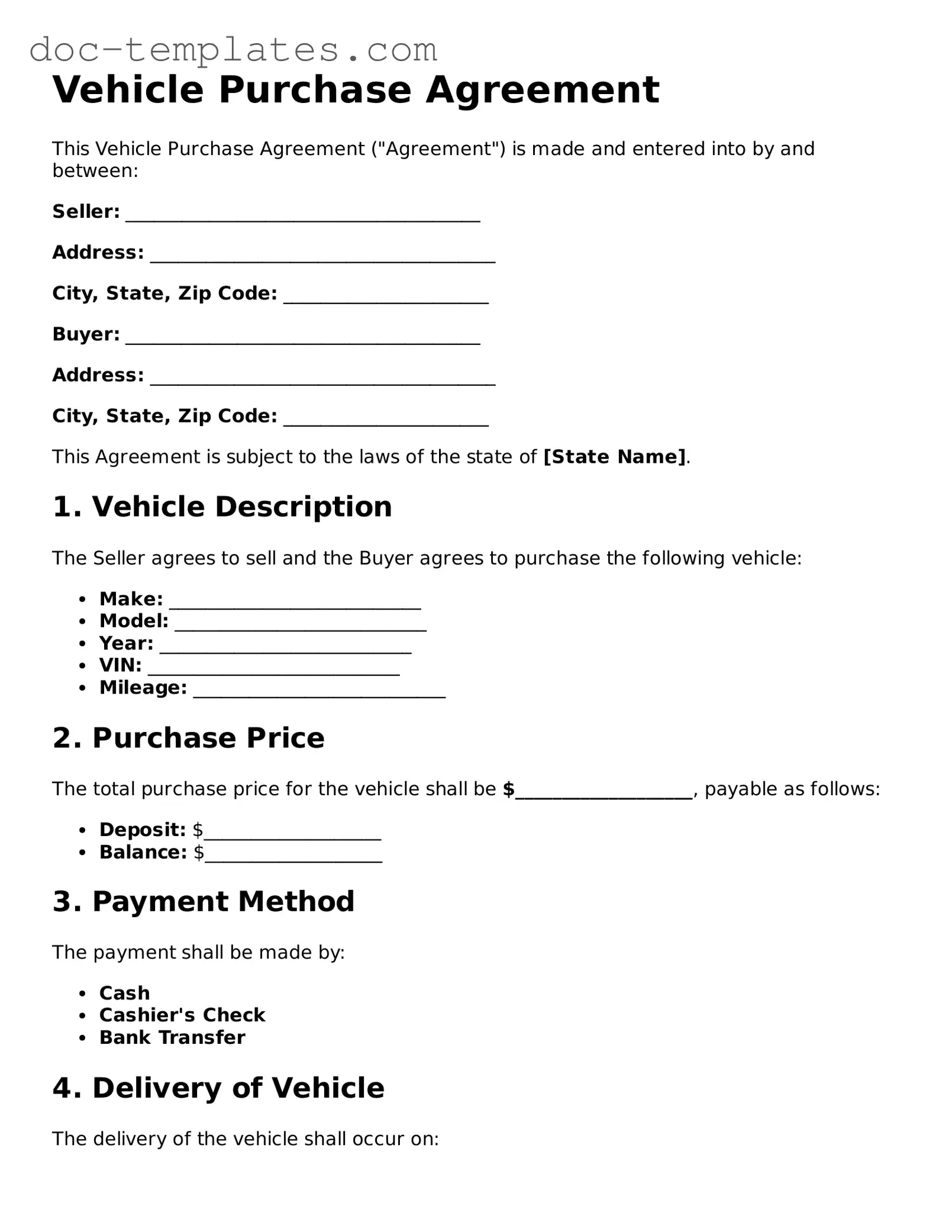 Official Vehicle Purchase Agreement Document