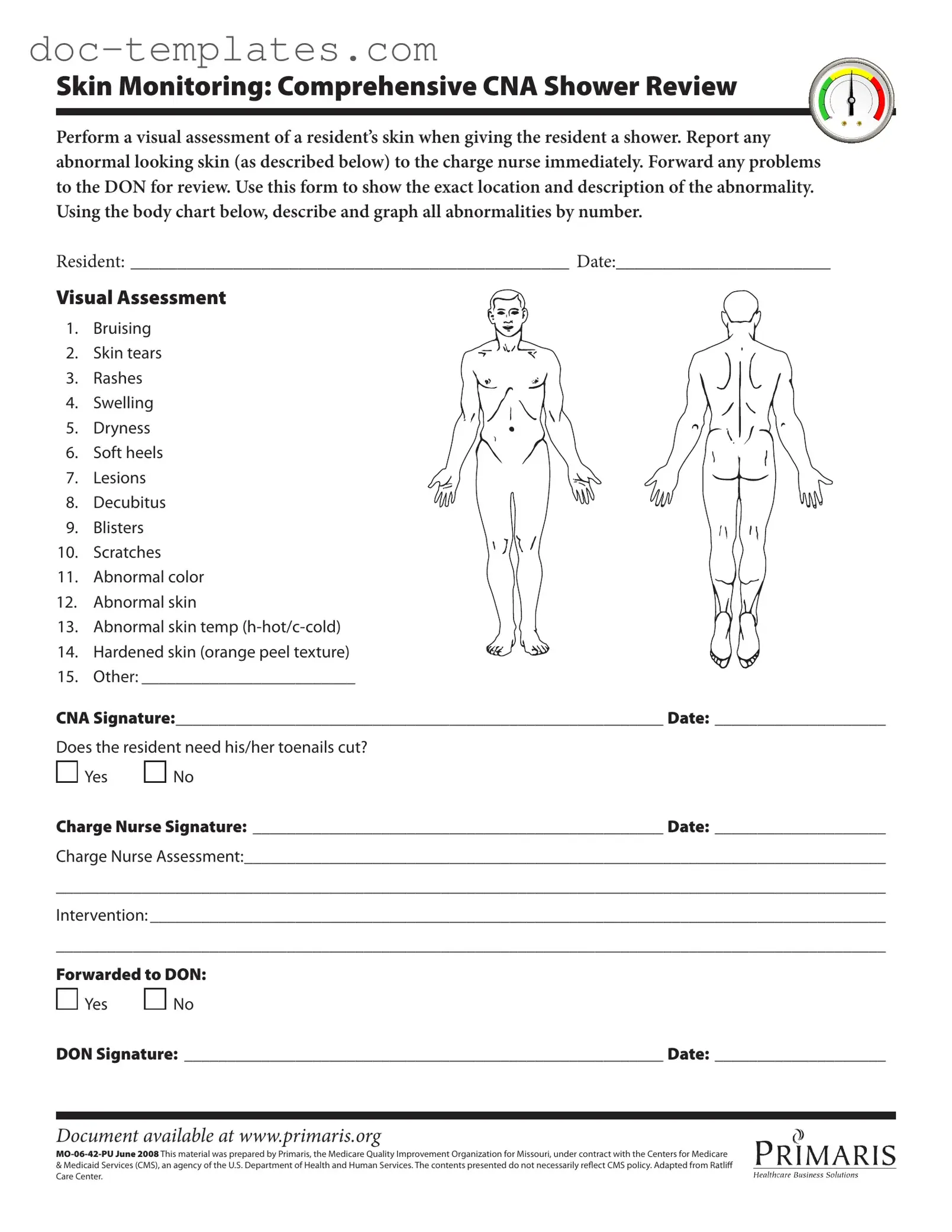 Download Cna Shower Sheets Template