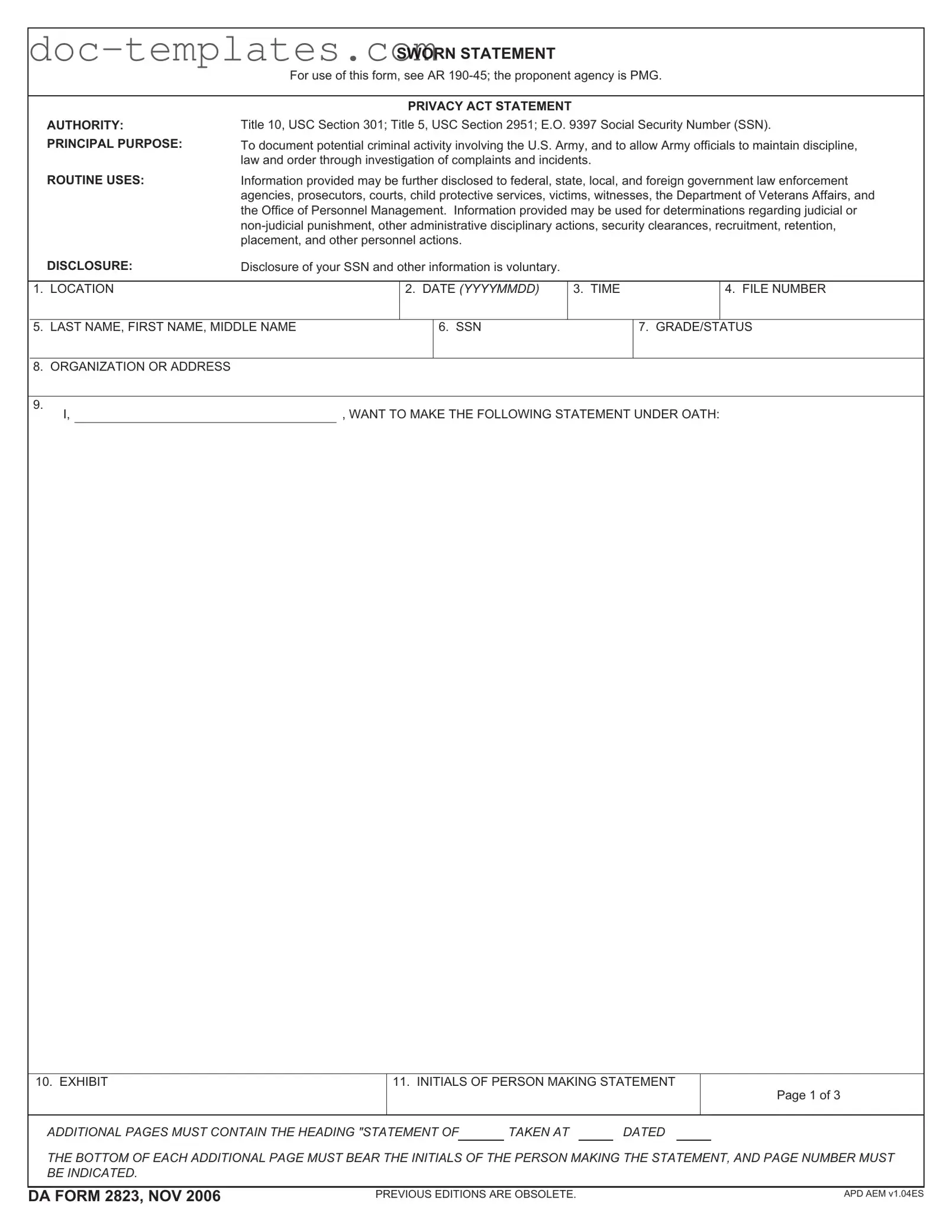 Download Da 2823 Template