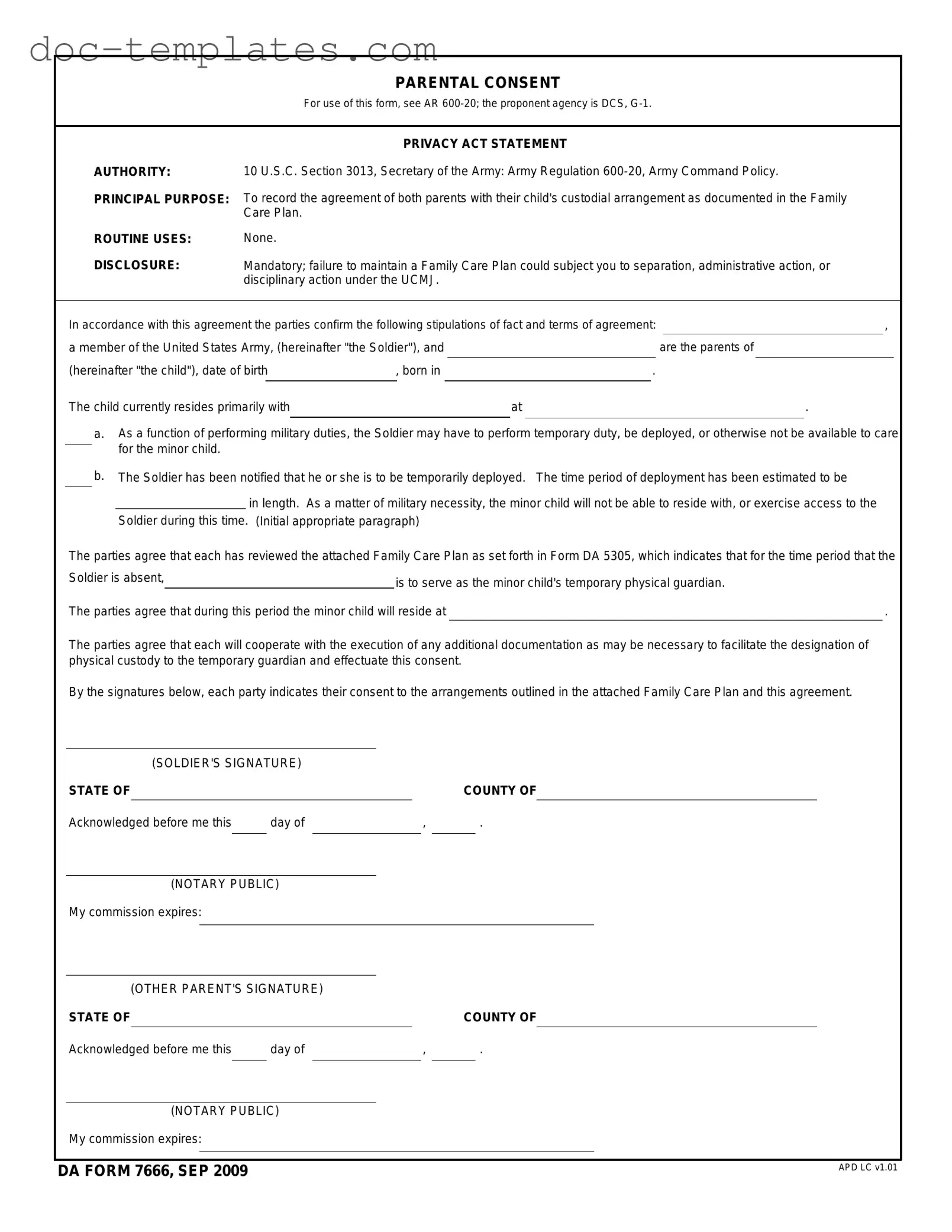 Download DA 7666 Template