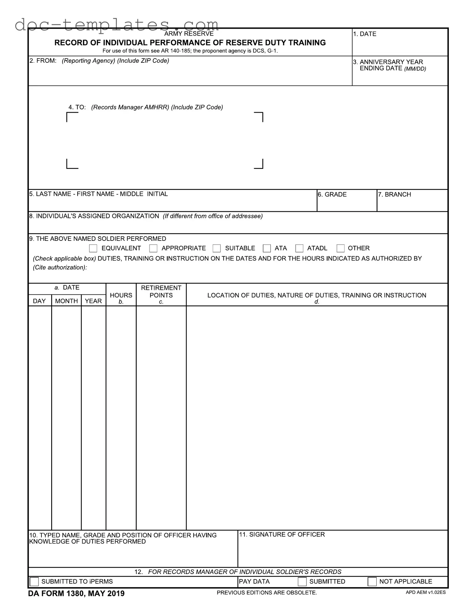 Download Da 1380 Template