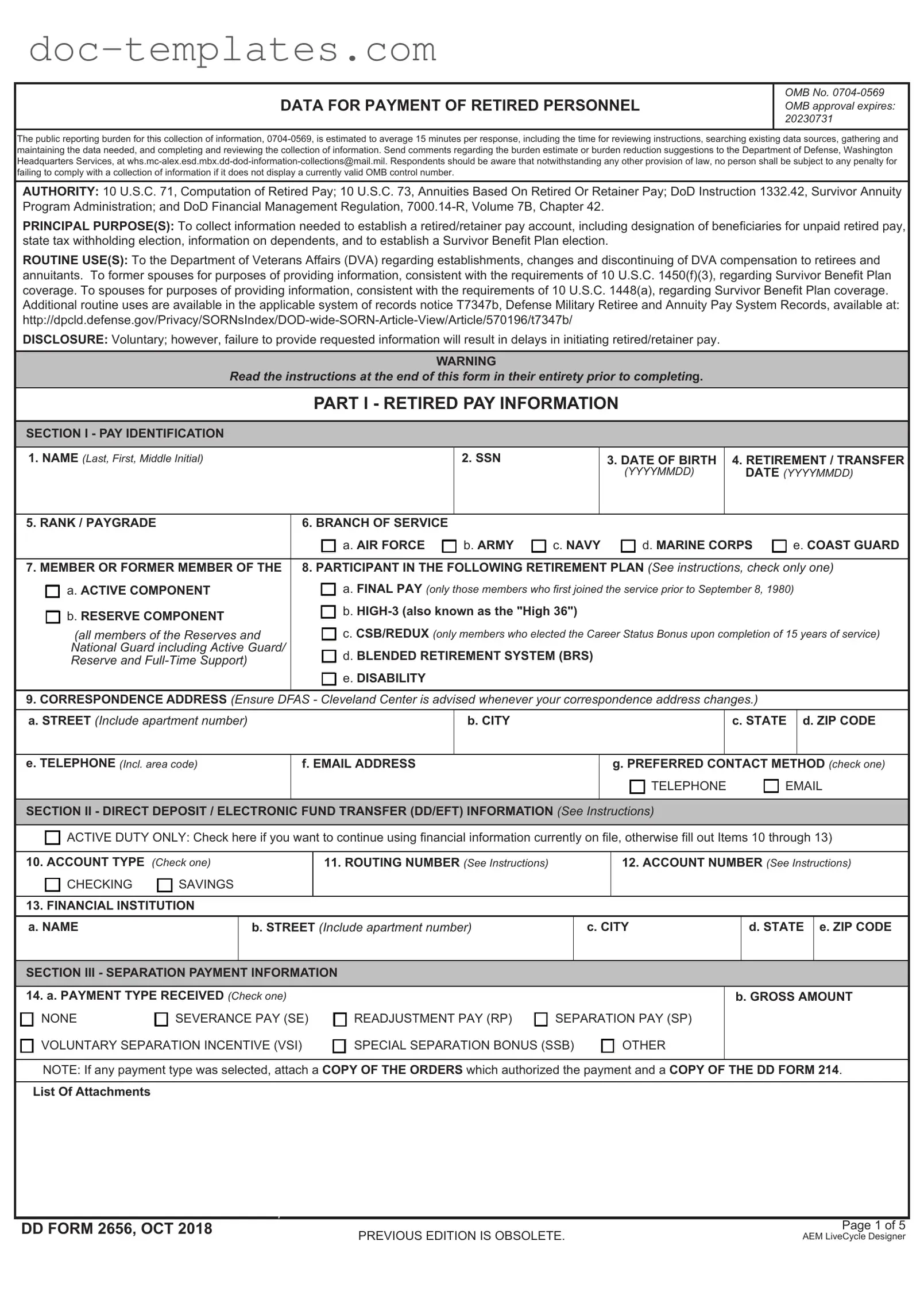 Download DD 2656 Template