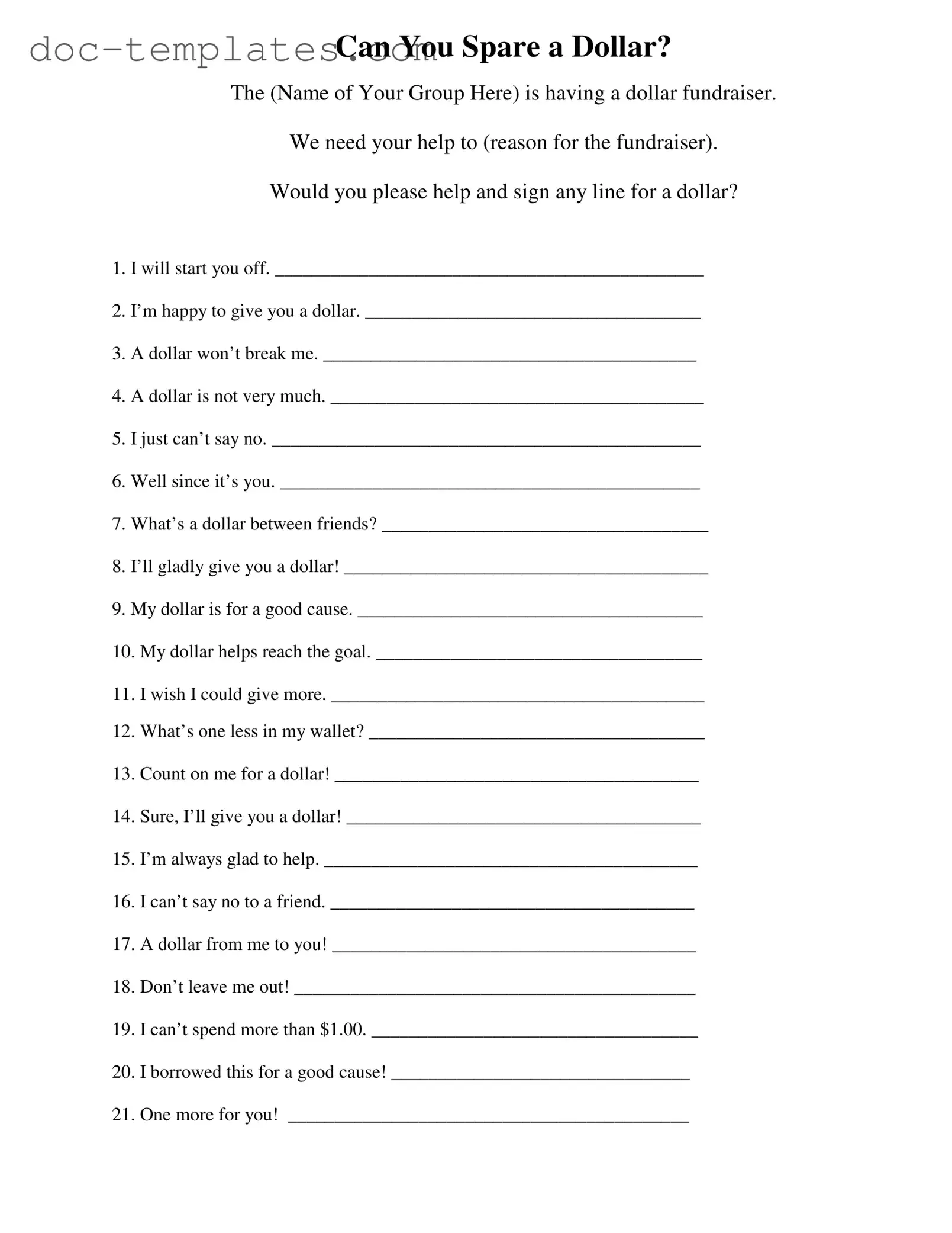 Download Donated A Dollar Template