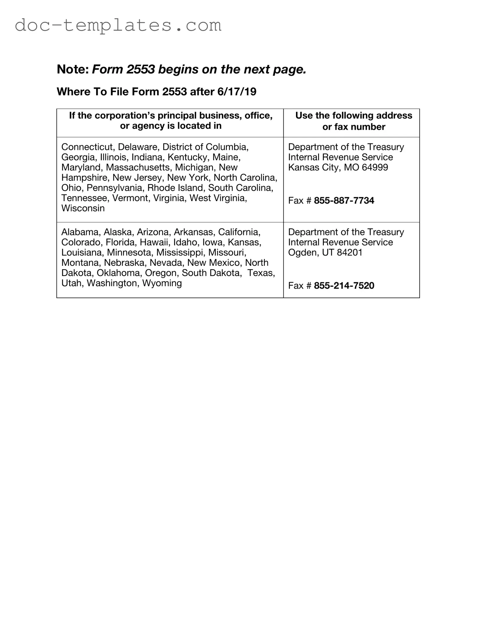 Download IRS 2553 Template