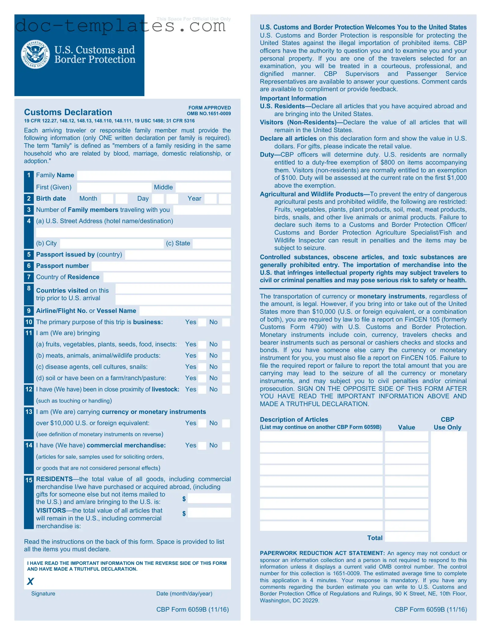 Download CBP 6059B Template