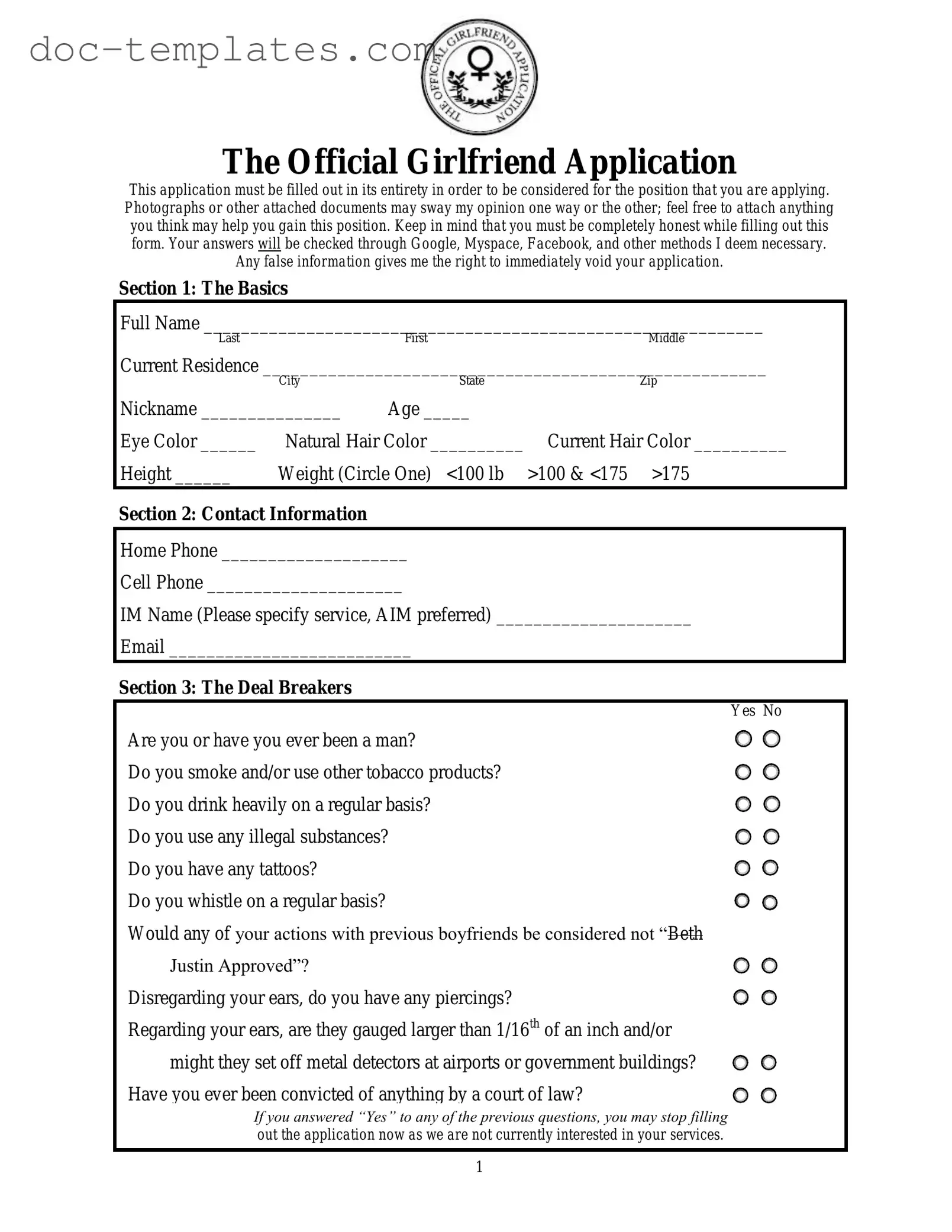 Download Girlfriend Application Template