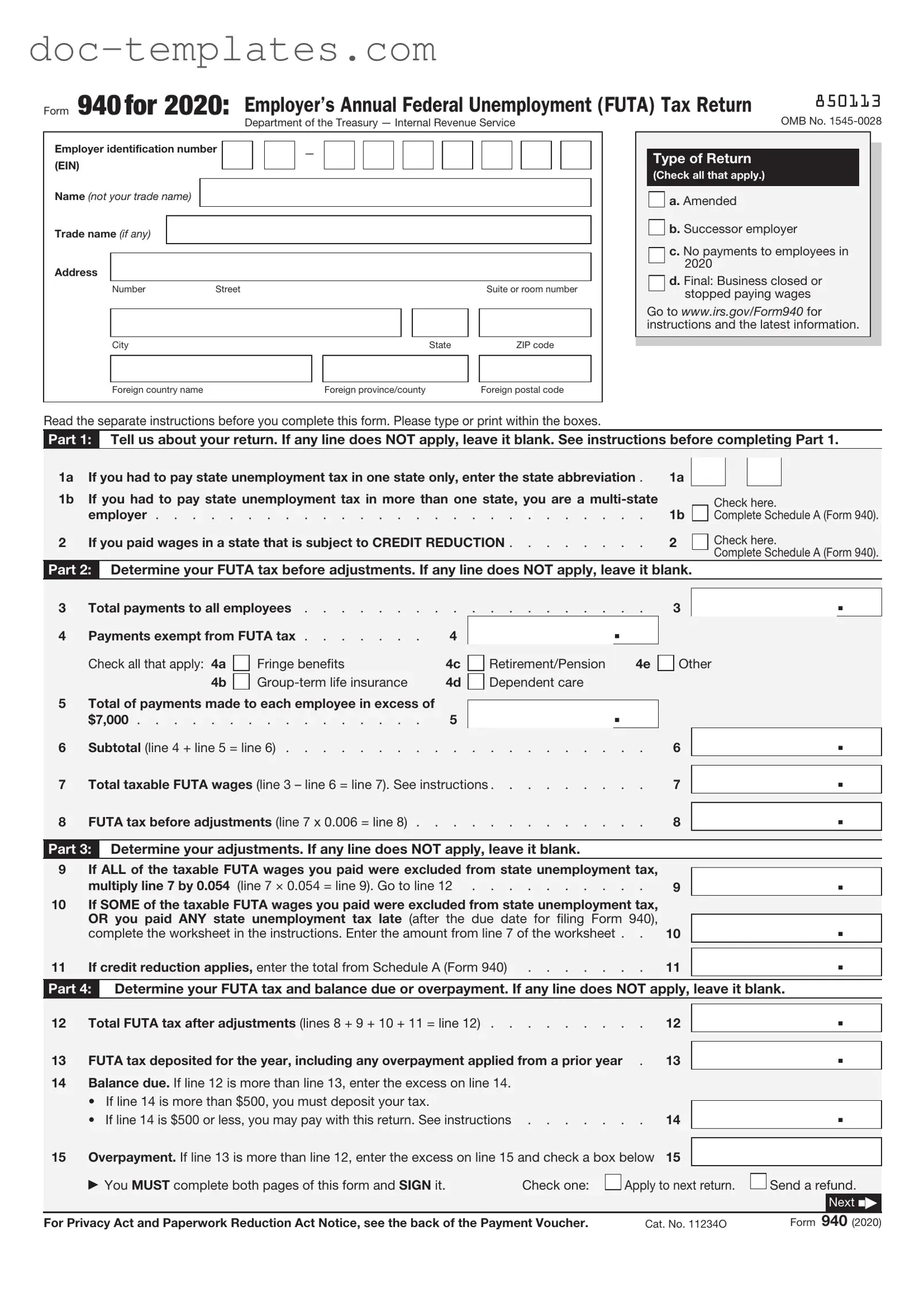 Download IRS 940 Template