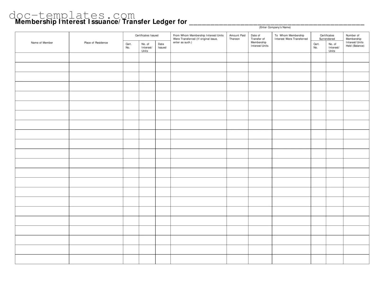 Download Membership Ledger Template