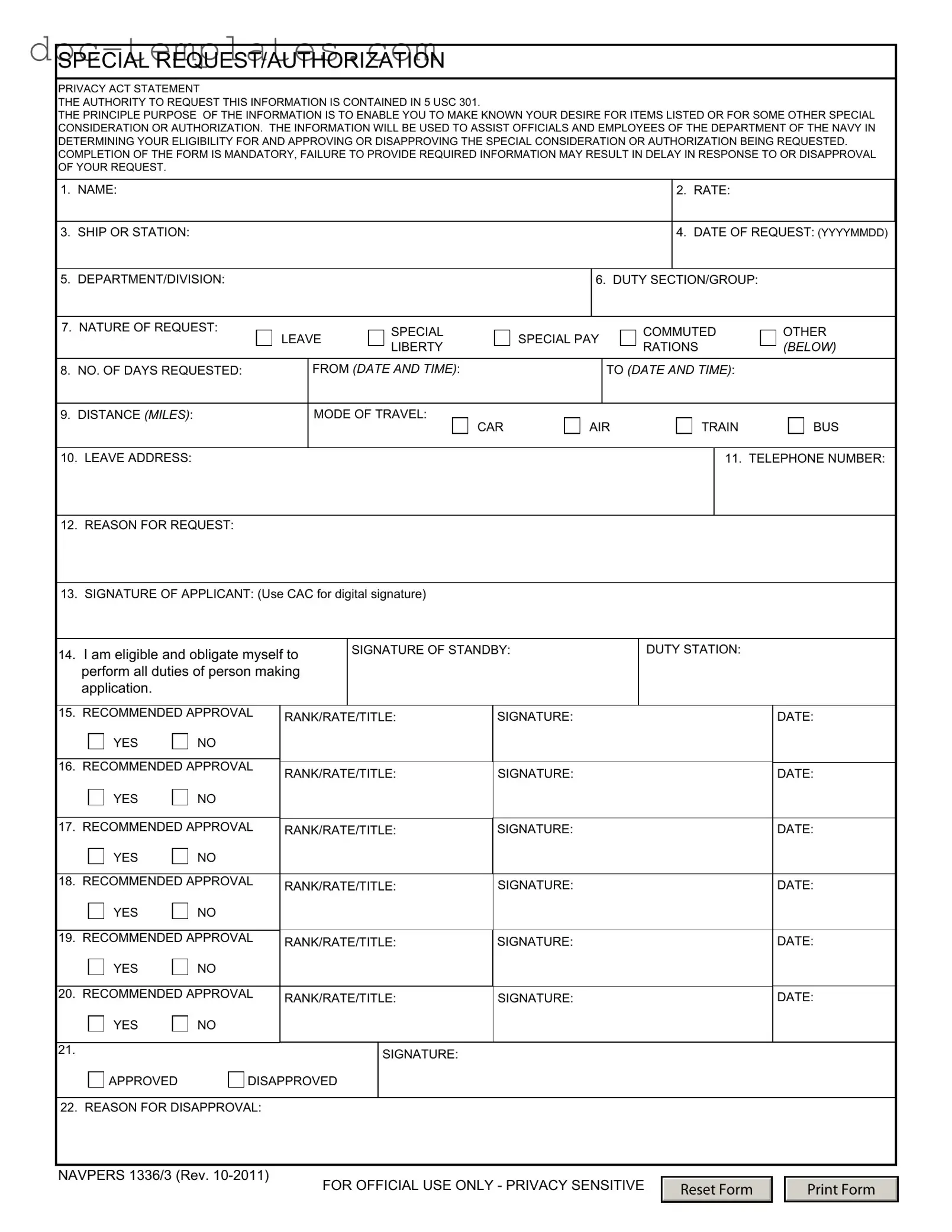 Download Navpers 1336 3 Template