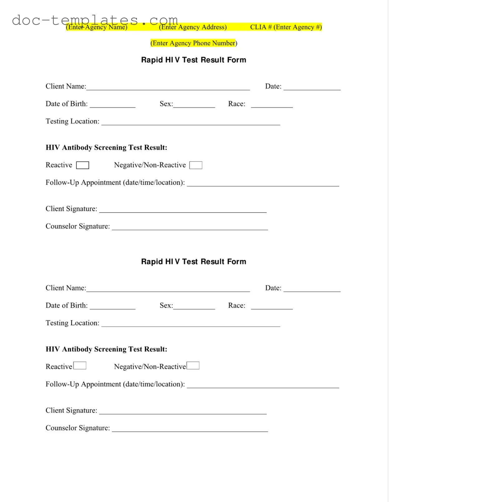 Download Negative Hiv Test Template