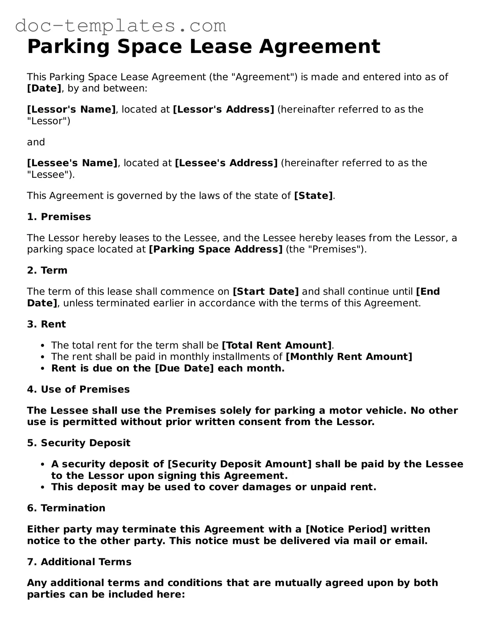 Official Parking Space Lease Agreement Document