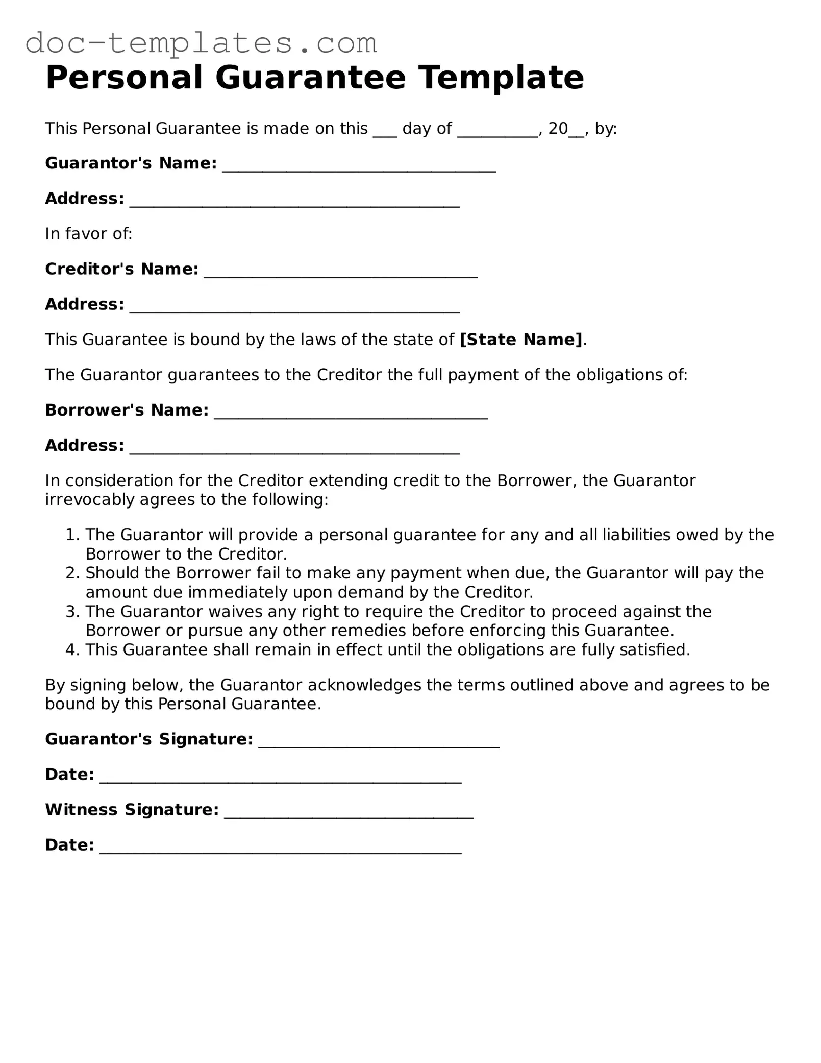 Official Personal Guarantee Document