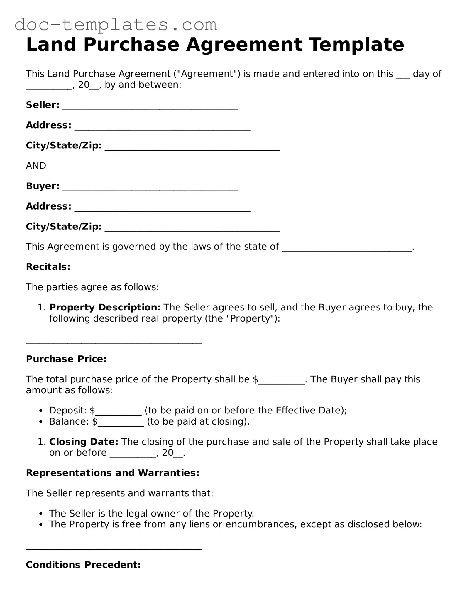 Official Land Purchase Agreement Document