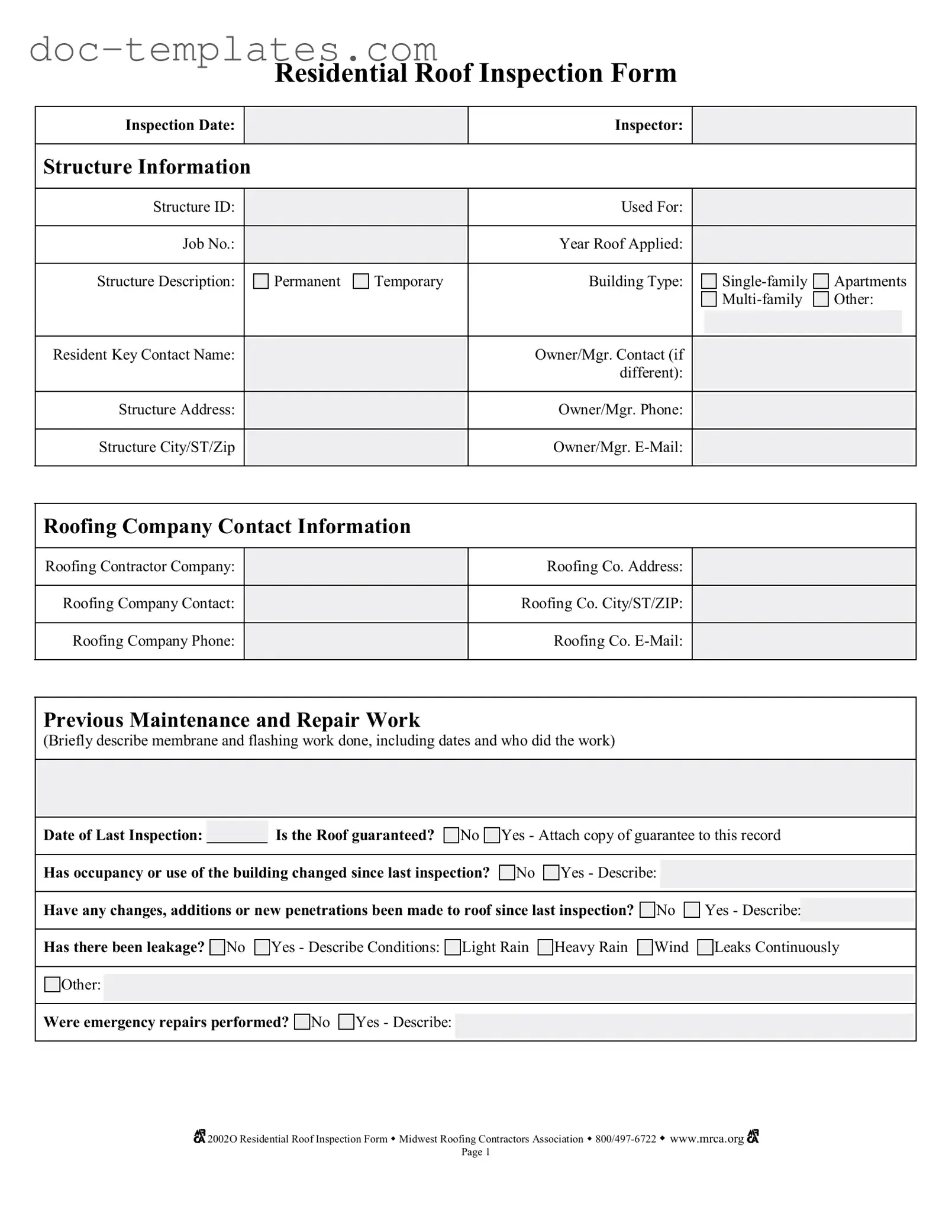 Download Roof Inspection Template