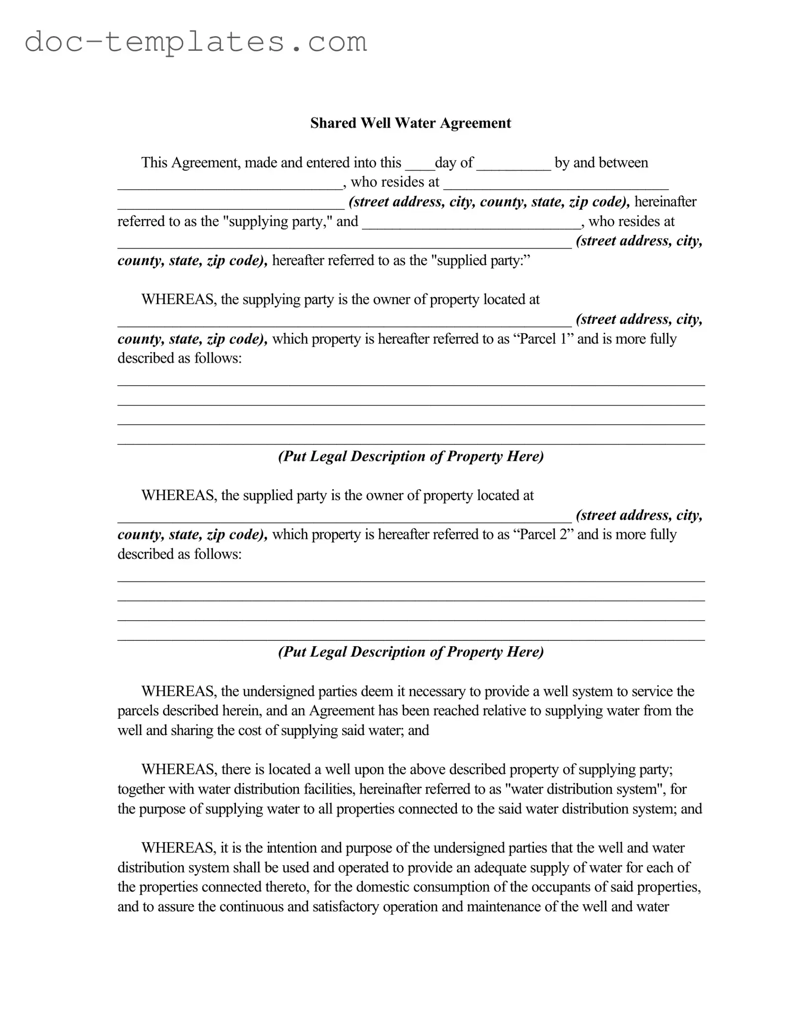 Download Shared Well Agreement Template