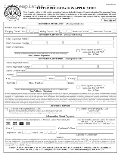 Download Aca Litter Registration Template
