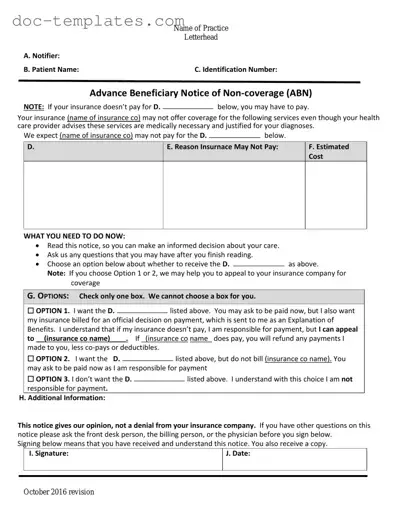 Download Advance Beneficiary Notice of Non-coverage Template