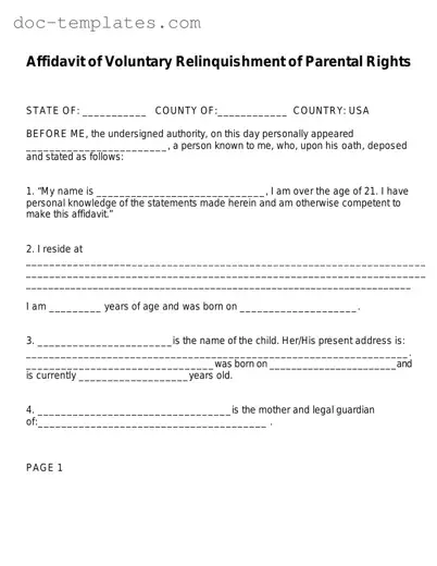 Download Affidavit Parental Rights Template