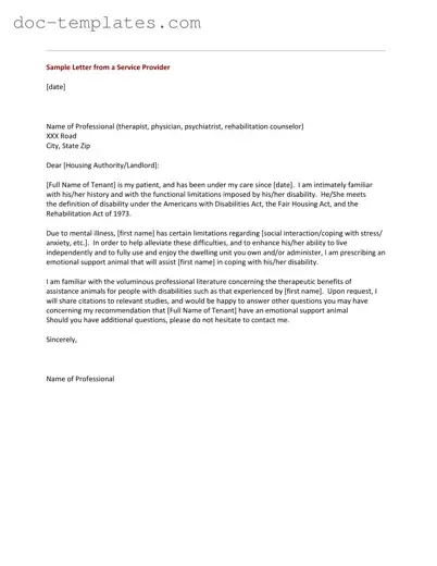 Download Emotional Support Animal Letter Template