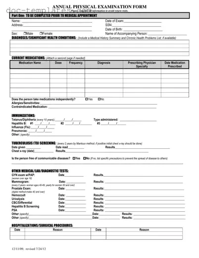 Download Annual Physical Examination Template