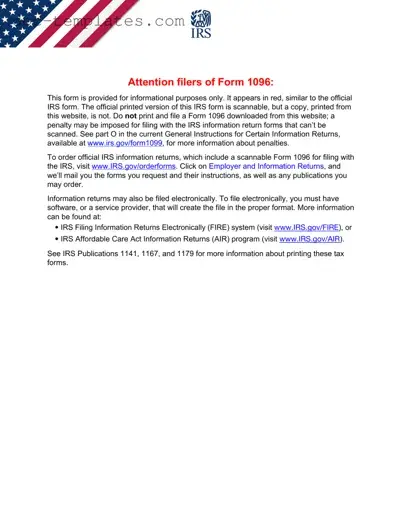 Download IRS 1096 Template