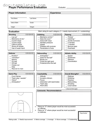 Download Basketball Evaluation Template