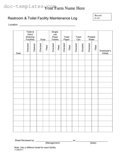 Download Bathroom Cleaning Log Sheet Template