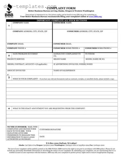 Download Bbb Complaint Template