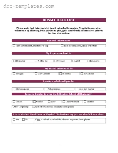 Download Bdsm Checklist Template