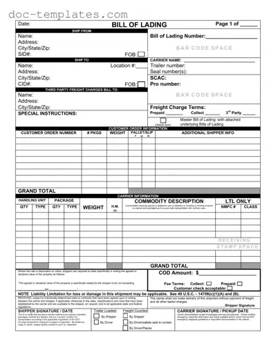 Download Bill of Lading with a Supplement Template