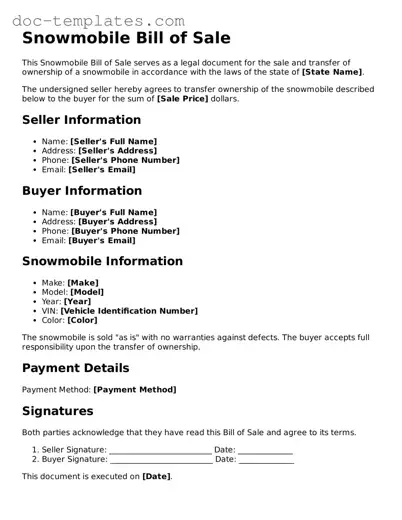 Official Snowmobile Bill of Sale Document