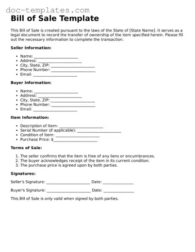 Official Bill of Sale Document
