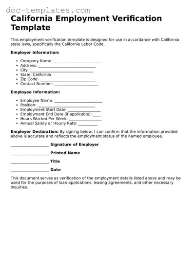 Legal  Employment Verification Form for California