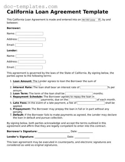 Legal  Loan Agreement Form for California