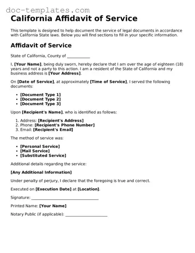 Legal  Affidavit of Service Form for California