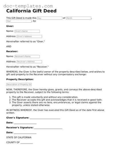 Legal  Gift Deed Form for California