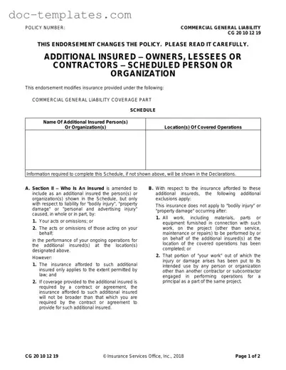 Download Cg 20 10 07 04 Liability Endorsement Template