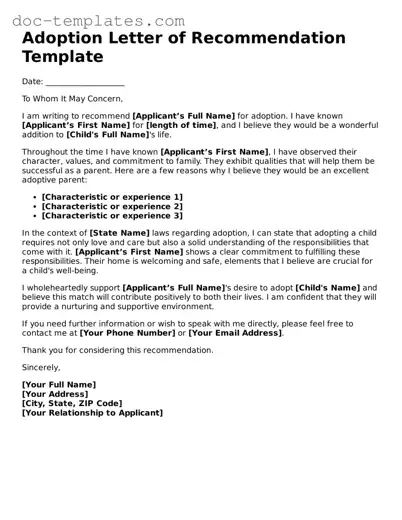 Official Adoption Letter of Recommendation Document