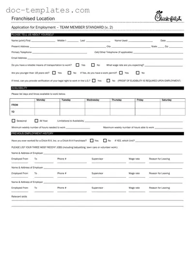 Download Chick Fil A Job Application Template