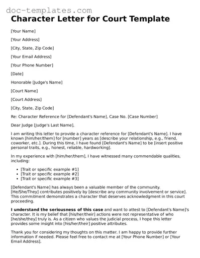 Official Character Letter for Court Document