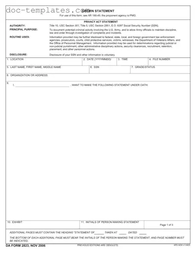 Download Da 2823 Template