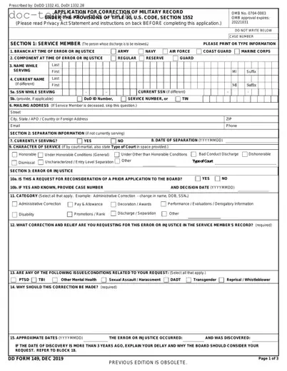 Download DD 149 Template