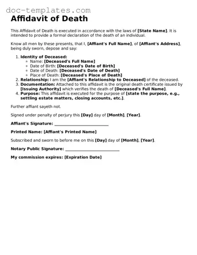 Official Affidavit of Death Document