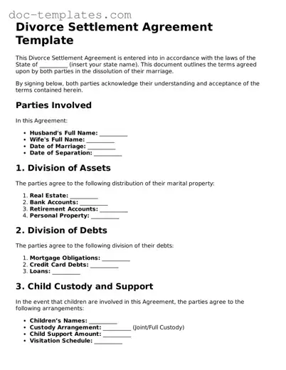 Official Divorce Settlement Agreement Document