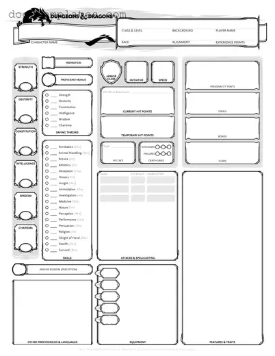 Download Dnd Character Sheet Template