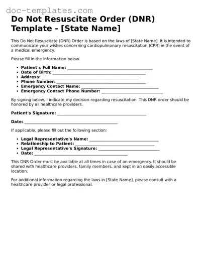 Official Do Not Resuscitate Order Document