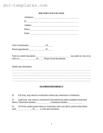 Download Doctors Excuse Note Template