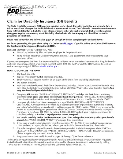 Download EDD DE 2501 Template